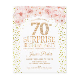 Small Budget Surprise 70th Birthday Party Invite Flyer Front View