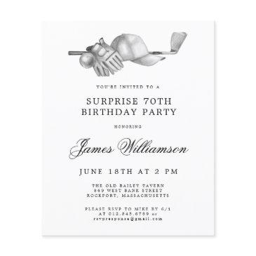 budget surprise golf 70th birthday invitation