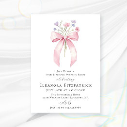 Small Budget Surprise Party 60th Birthday Bow Invite Front View