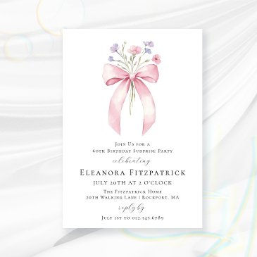 budget surprise party 60th birthday bow invite