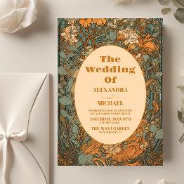 Small Budget Terracotta Floral Art Nouveau Wedding Flyer Front View