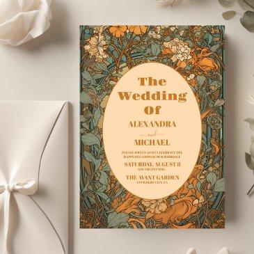 budget terracotta floral art nouveau wedding flyer