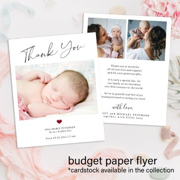 budget thank you baby photo birth announcement flyer