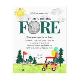 Small Budget Turning Fore Golf Par-tee 4th Birthday Front View