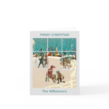 budget vintage village santa trees merry christmas invitations