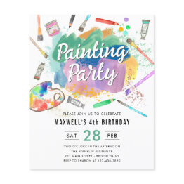 Small Budget Watercolor Paint Painting Party Birthday Front View