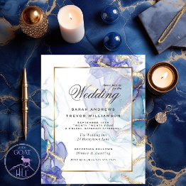 Small Budget Wedding Celestial Teal Indigo Gold Abstract Front View