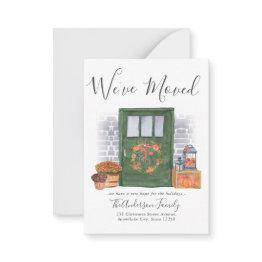 Small Budget We've Moved Pumpkin Door Moving Invitations Front View
