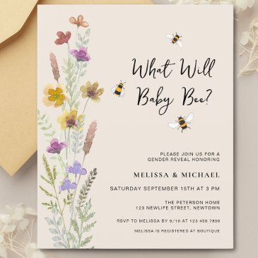 budget what will baby bee gender reveal invitation