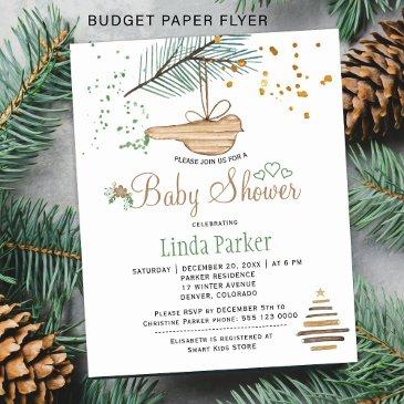 budget winter forest rustic baby shower invitation flyer
