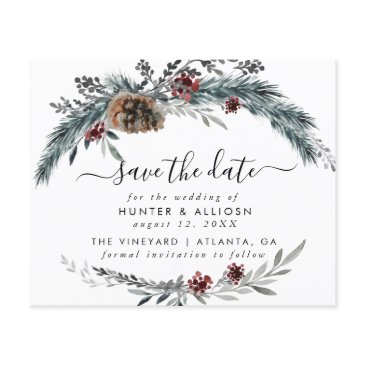 budget winter pine save the date