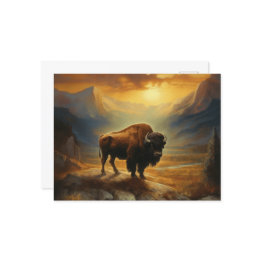 Small Buffalo Bison Sunset Silhouette Postinvitations Front View