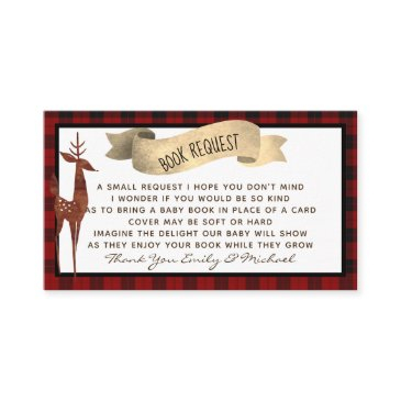 buffalo plaid baby shower book request poem enclosure invitations