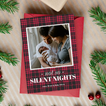 buffalo plaid silent nights funny christmas invitations
