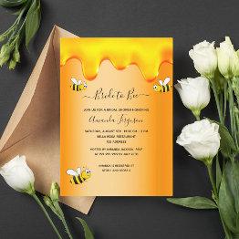 Small Bumble Bees Bride To Bee Honey Drips Bridal Shower Invitation Front View