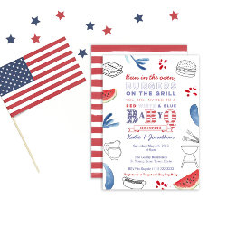 Small Bun In The Oven, Burgers On The Grill Baby Shower Invitation Front View