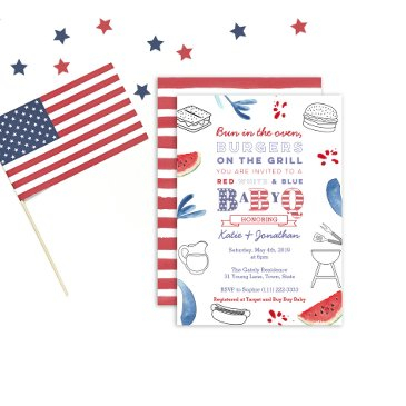 bun in the oven, burgers on the grill baby shower invitation