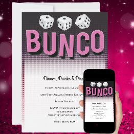 Small Bunco Dice Party Invitation Front View