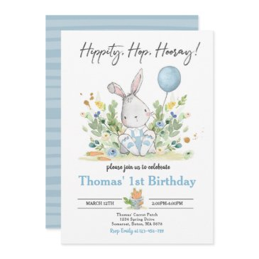 bunny birthday party blue bunny easter birthday invitation