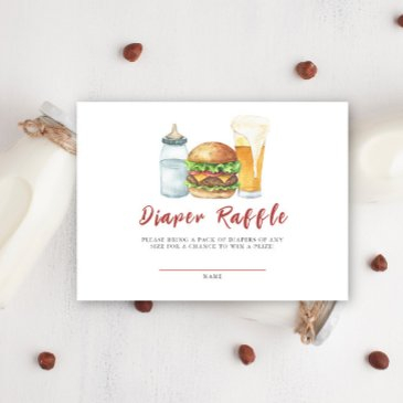 burgers, beer and babies - diaper raffle enclosure invitations