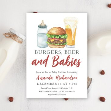 burgers, beer and baby - baby shower invitation