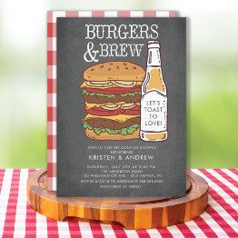 Small Burgers & Brew Couples Shower Invitation Front View