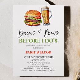 Small Burgers & Brews Before I Do's Couples Shower Invitation Front View