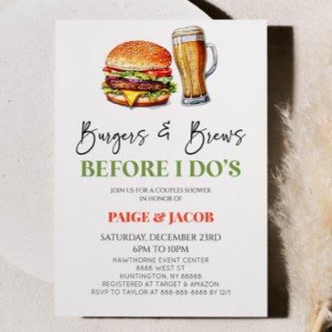burgers & brews before i do's couples shower invitation