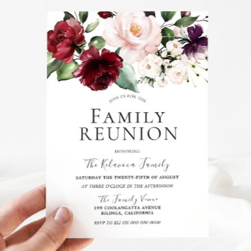 burgundy blush cream watercolor family reunion invitation