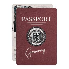 Small Burgundy Germany Passport Save The Date Front View