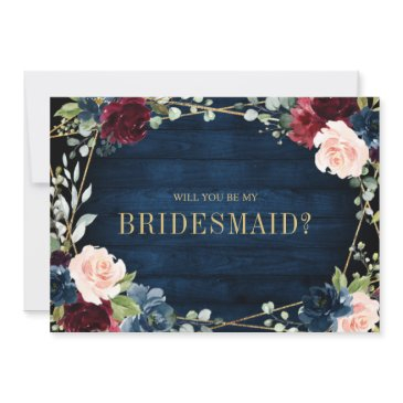burgundy navy blush will you be my bridesmaid invitation