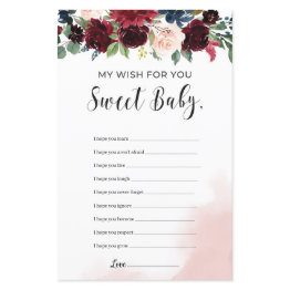 Small Burgundy Navy Floral Wishes For The Baby Game Front View
