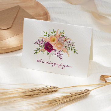 burgundy peach peony floral bouquet sympathy invitations