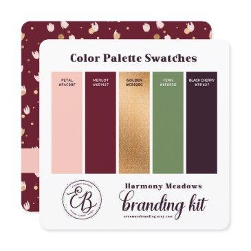 burgundy pink & gold color palette swatch invitations