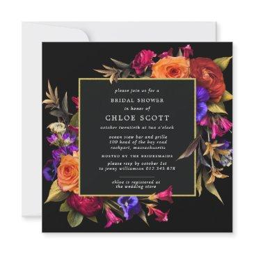 burgundy red purple orange floral bridal shower invitation