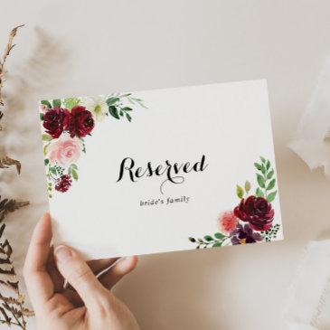 burgundy spring floral wedding reserved sign