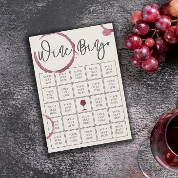 burgundy stains wine bingo invitations