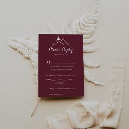 Small Burgundy White Mountain Wedding Menu Choice Rsvp Front View