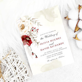 Small Burgundy Winter Elegance Wedding Invitation Front View