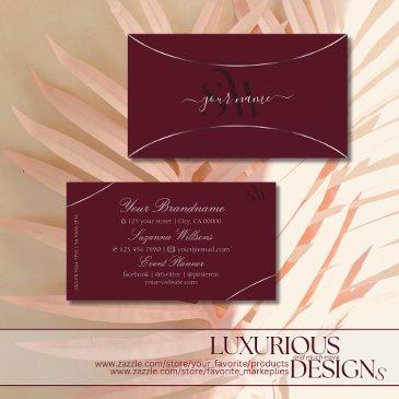 burgundy with silver decor and monogram elegant business invitations
