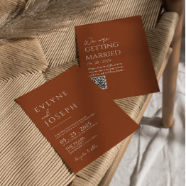 Small Burnt Orange Terracotta Minimalist Boho Wedding In Invitation Front View