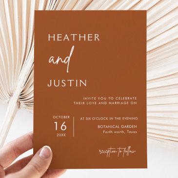 burnt orange terracotta rust wedding invitations