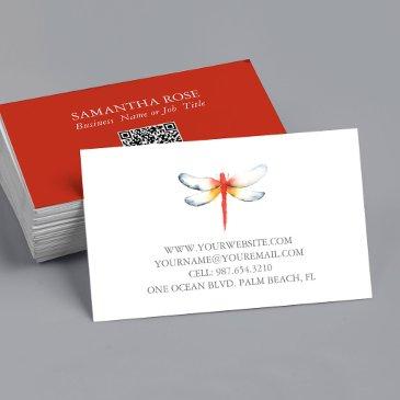 business invitations watercolor red dragonfly