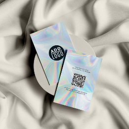 Small Business Logo And Qr Code Diy Holographic Business Invitations Front View