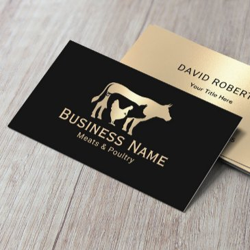 butcher shop meats & poultry market modern gold business invitations