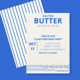 Small Butter Birthday Party Cooking Party Invitation Front View