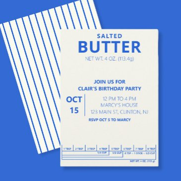 butter birthday party cooking party invitation