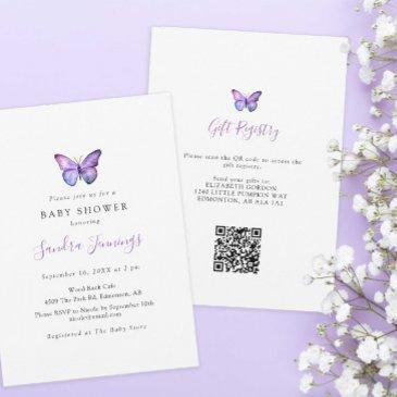 butterfly baby shower gift registry qr code invitation