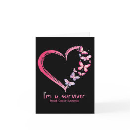 Small Butterfly Heart I'm A Survivor Breast Cancer Aware Invitations Front View