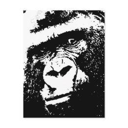 Small Bw Gorilla Face Postinvitations Front View